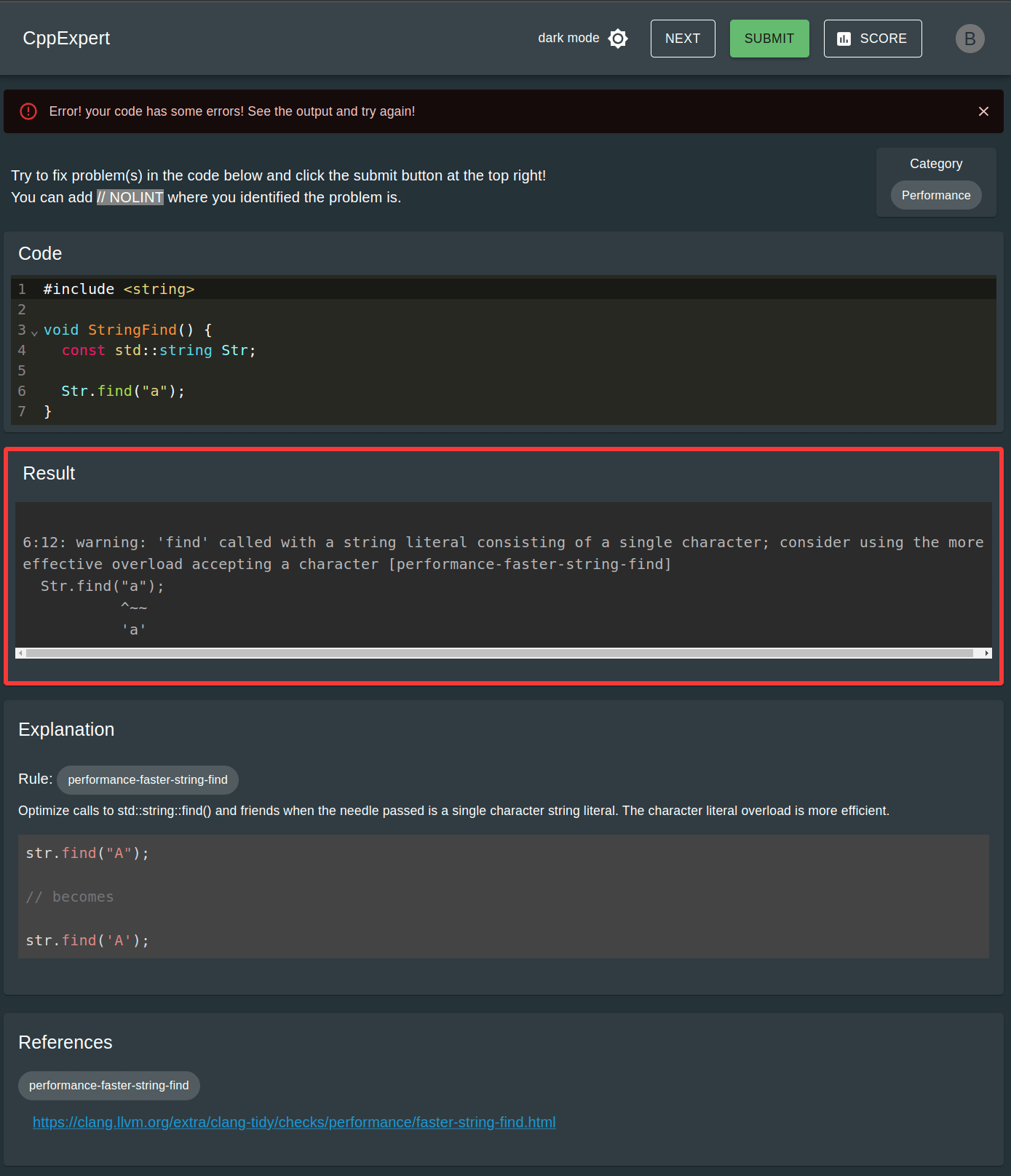 Coding question page example